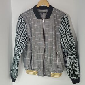 Endless Rose Multi Pattern Plaid Houndstooth Bomber Jacket Women's Size S/M